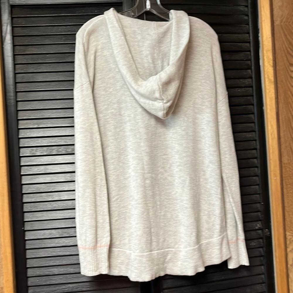 New, never worn hooded sweater ; grey and pink. Tags have been removed.